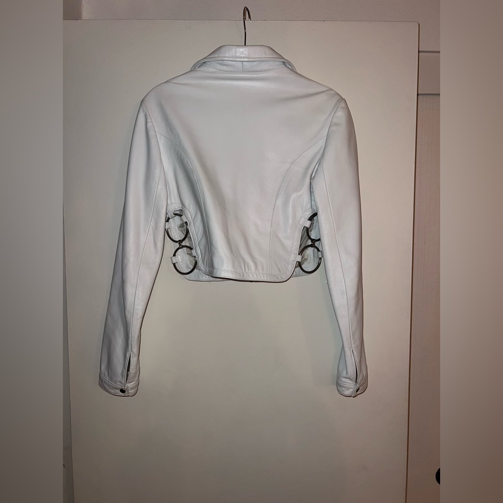 Vintage Italian Cropped White Leather Jacket - Picture 2 of 7